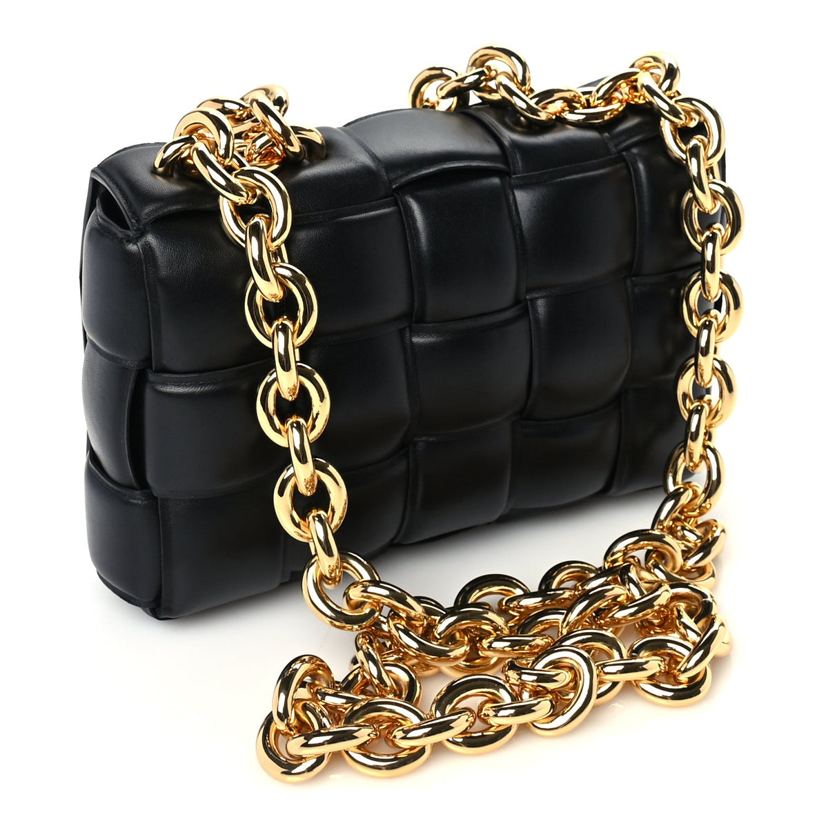 Bottega Veneta Lambskin Maxi Intreccio Padded Chain Cassette Crossbody Bag Black 2 of 8
