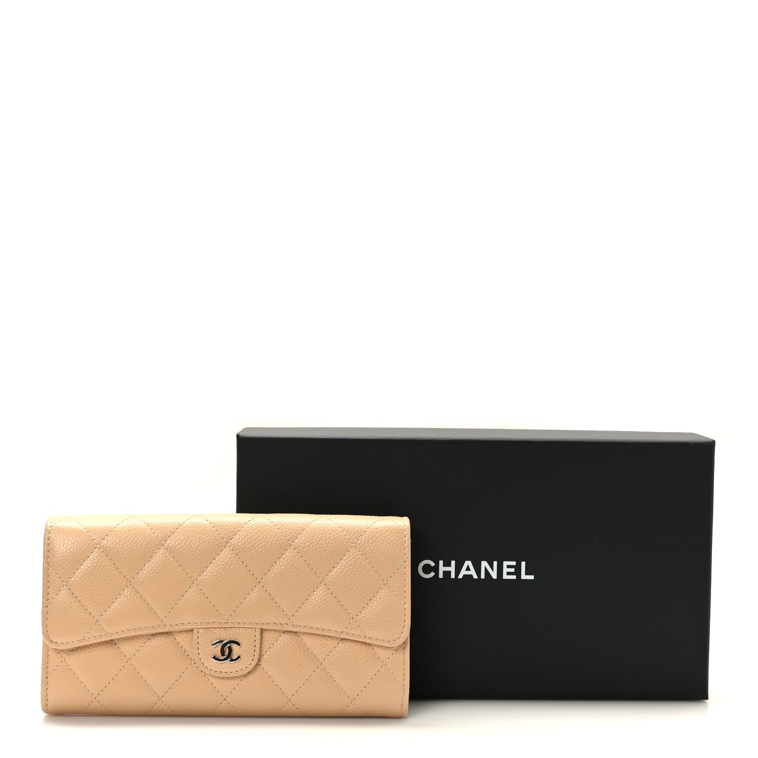 Chanel Caviar Quilted Large Gusset Flap Wallet Beige 9 of 9
