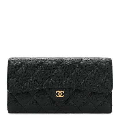 Chanel Caviar Quilted Large Gusset Flap Wallet Black 1 of 14
