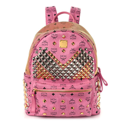 MCM Visetos Studded Medium Stark M Backpack Pink 1 of 8