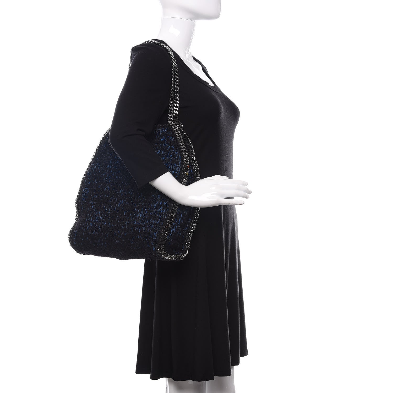 Stella McCartney Tweed Small Falabella Fold Over Tote Royal Blue 2 of 9