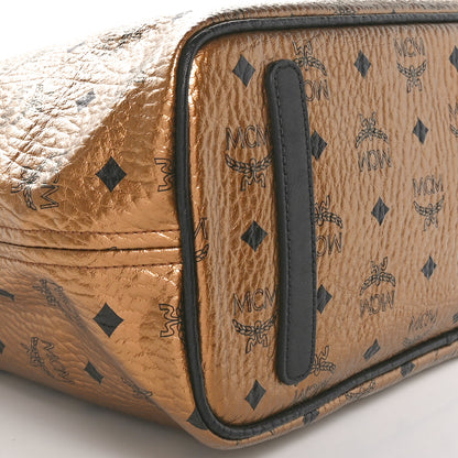 MCM Metallic Visetos Medium Shopper Tote Gold 8 of 9