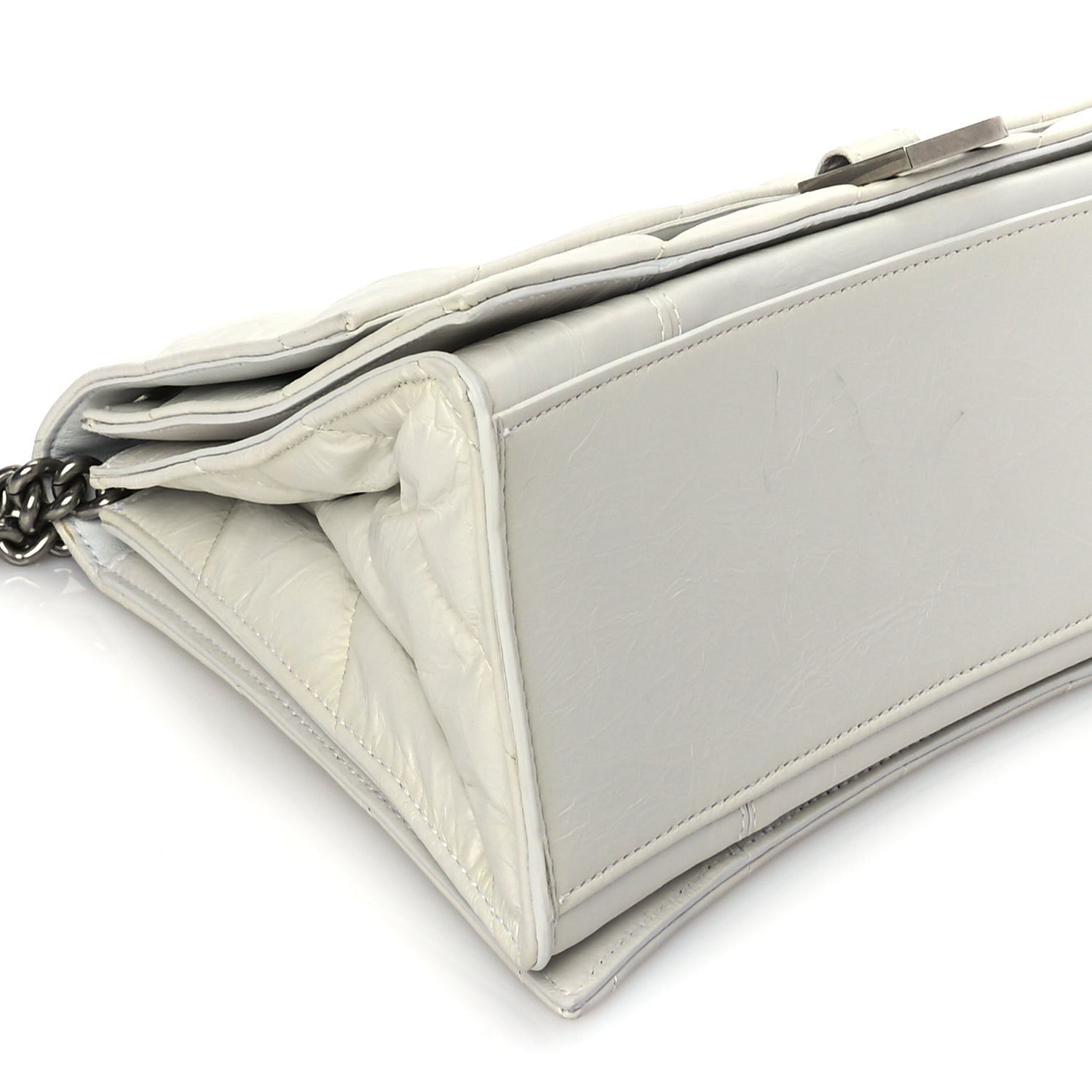Balenciaga Crushed Calfskin Quilted Medium Crush Chain Bag Optic White 7 of 8
