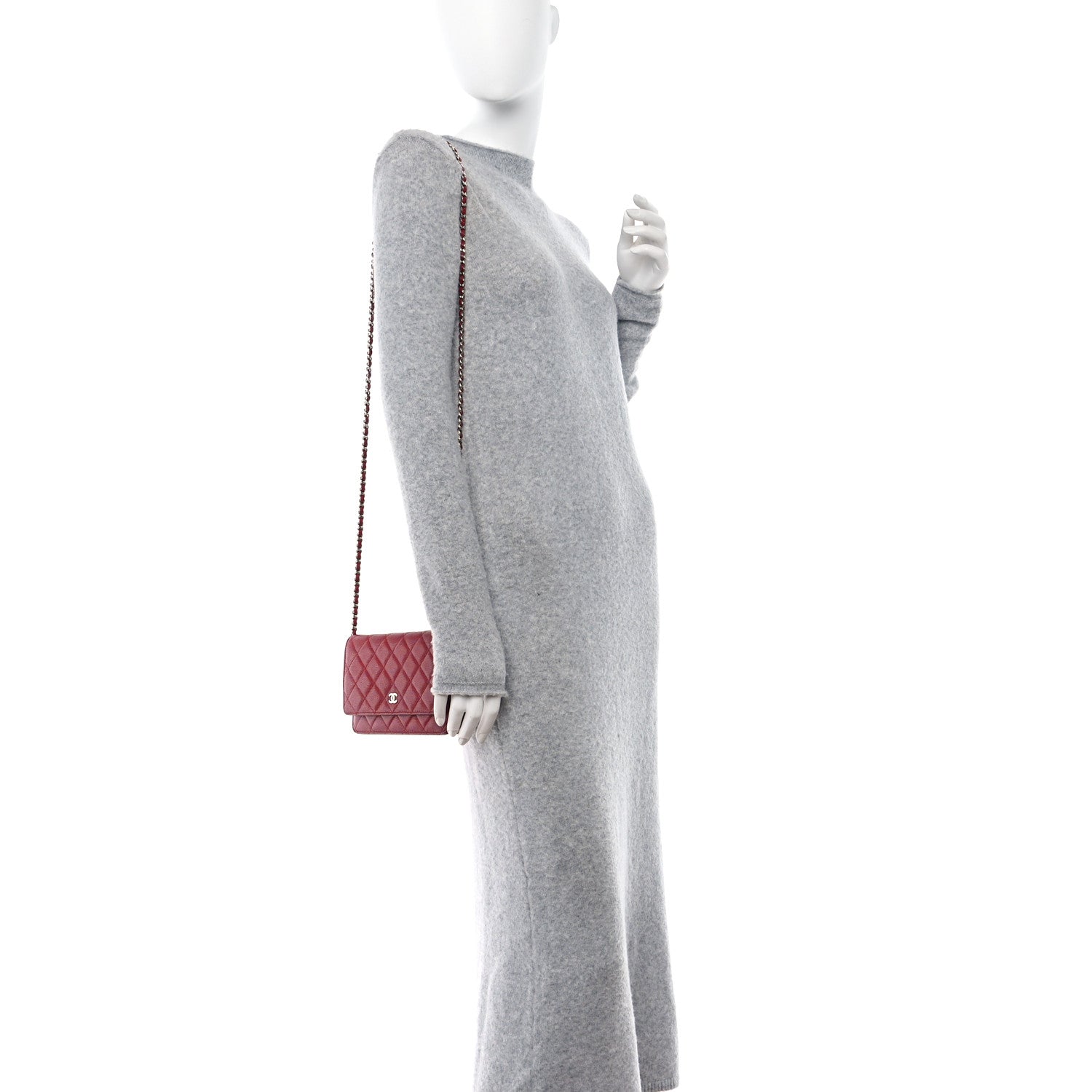 Chanel Caviar Quilted Wallet on Chain WOC Red 2 of 14