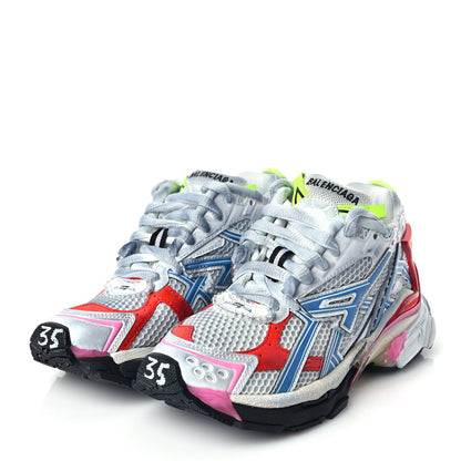 Balenciaga Mesh Rubber Womens Runner Sneakers 35 White Red Blue Pink 4 of 8