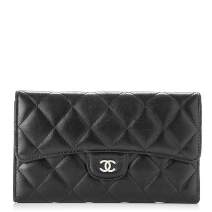 Chanel Lambskin Quilted Large Flap Wallet Black 1 of 8