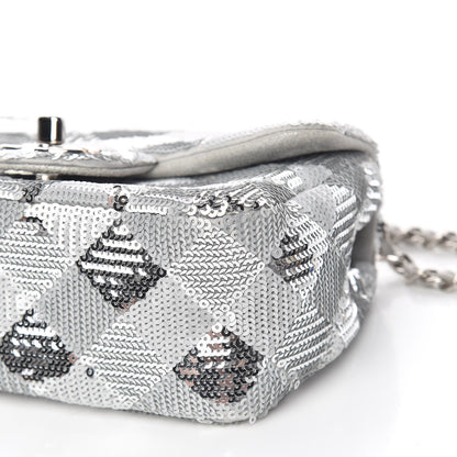 Chanel Sequin Geometric Extra Mini Flap Silver 9 of 12