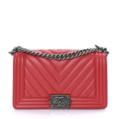 Chanel Lambskin Chevron Quilted Medium Boy Flap Red 1 of 7