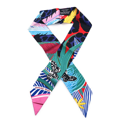 Hermes Silk Jaguar Quetzal Twilly Vert Rouge Rose 1 of 3