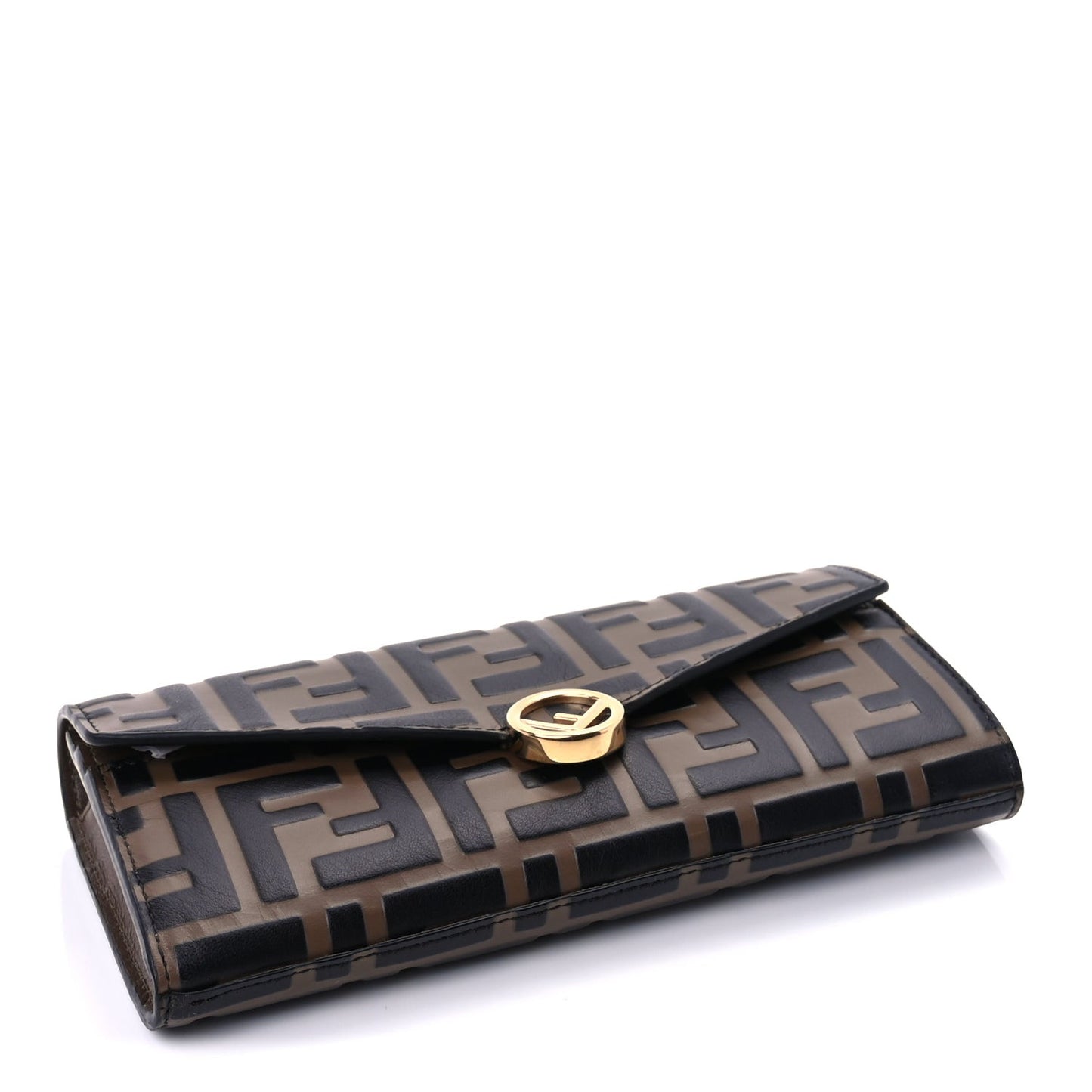 Vitello Soft F is  Bi-Color FF 1974 Embossed Continental Envelope Wallet On Chain  Maya Black