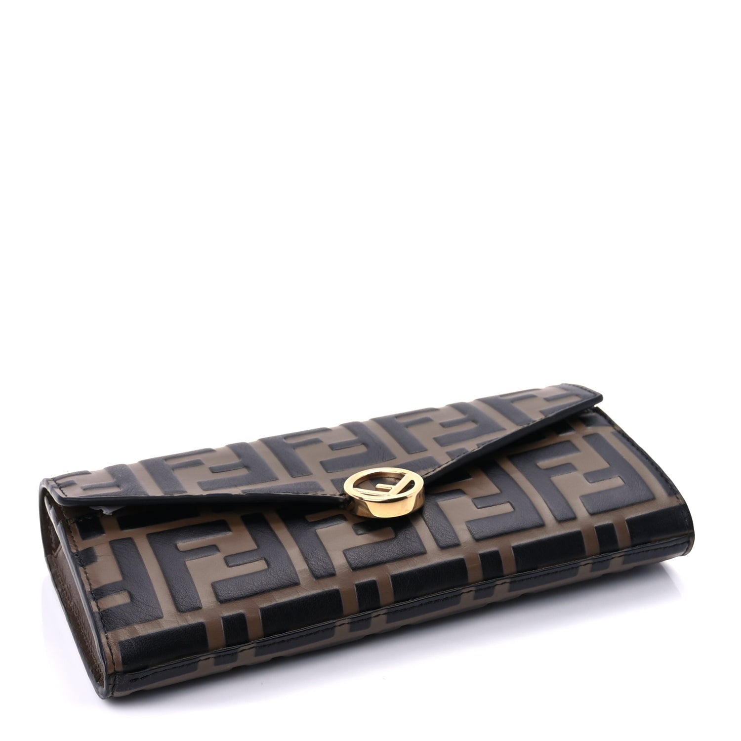 Fendi Vitello Soft F is  Bi-Color FF 1974 Embossed Continental Envelope Wallet On Chain  Maya Black 5 of 8