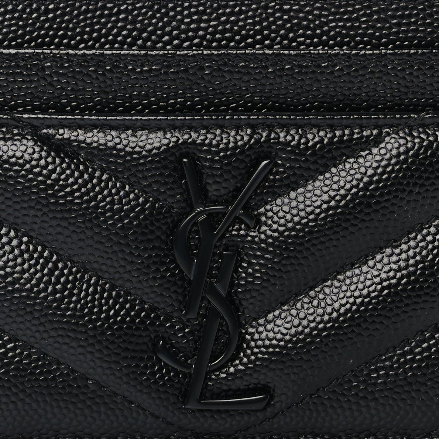 Grain De Poudre Matelasse Chevron Monochrome Monogram Credit Card Case Black