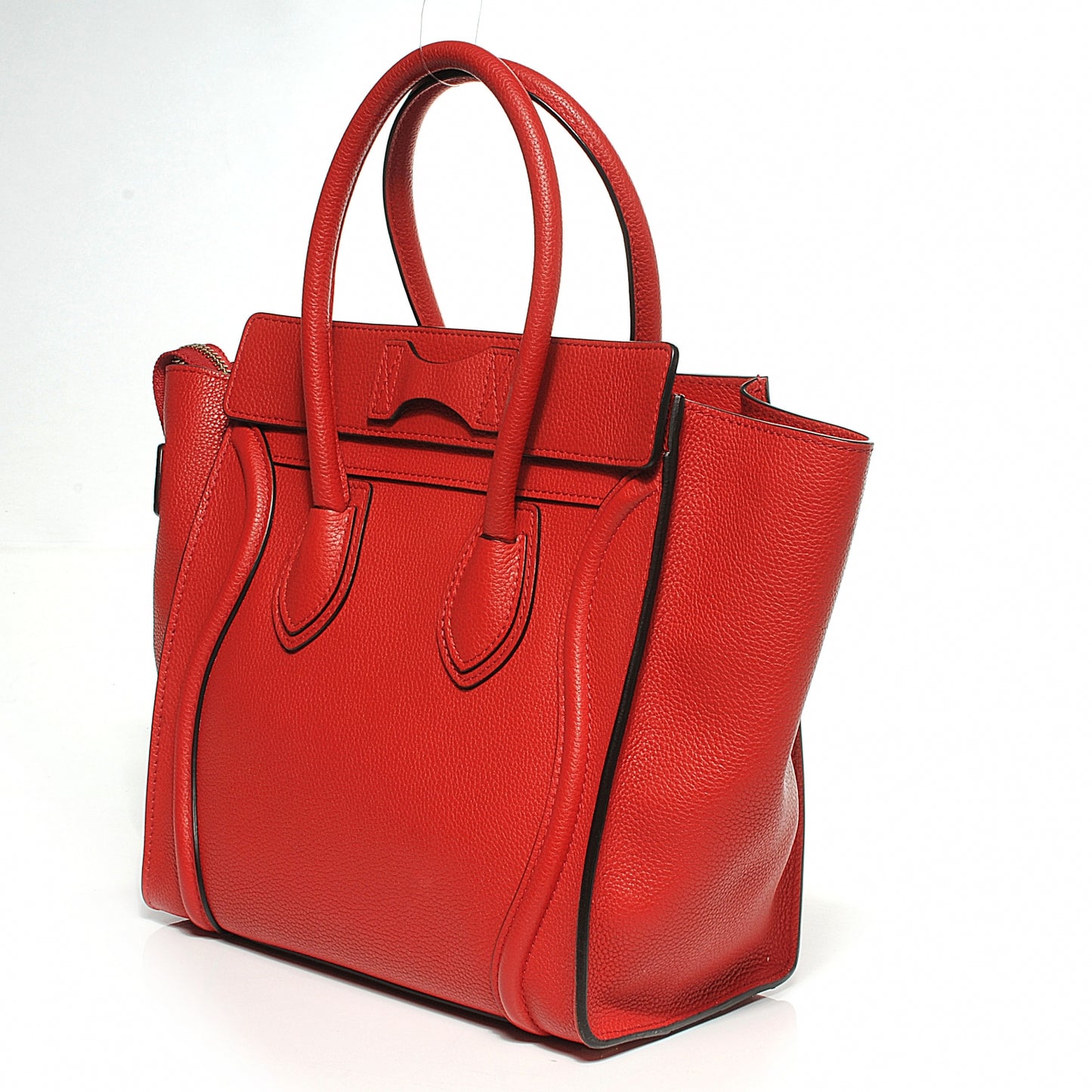 Drummed Leather Micro Luggage Coquelicot