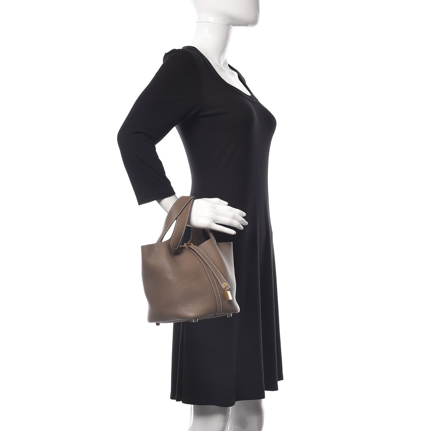 Hermes Taurillon Clemence Picotin Lock 18 PM Etoupe 2 of 10