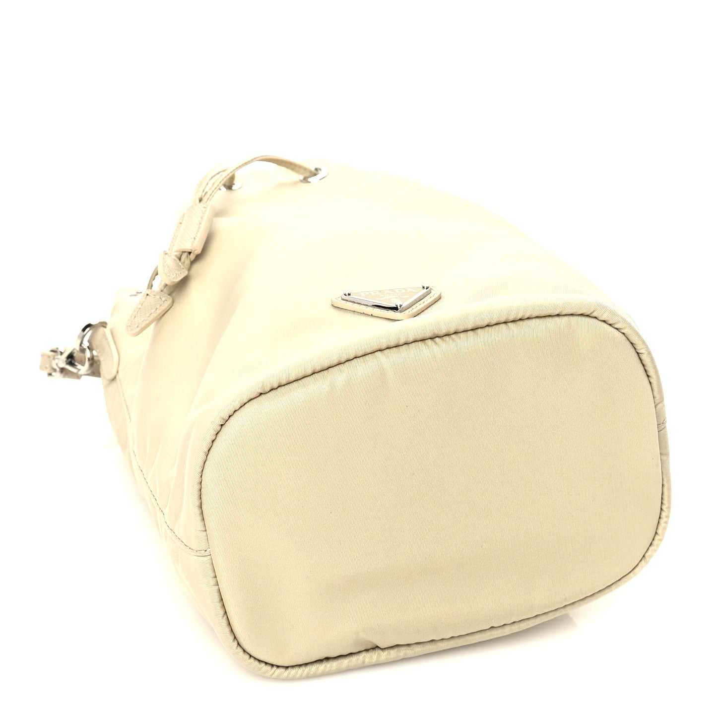 Saffiano Tessuto Nylon Vela Bucket Wristlet Cammeo