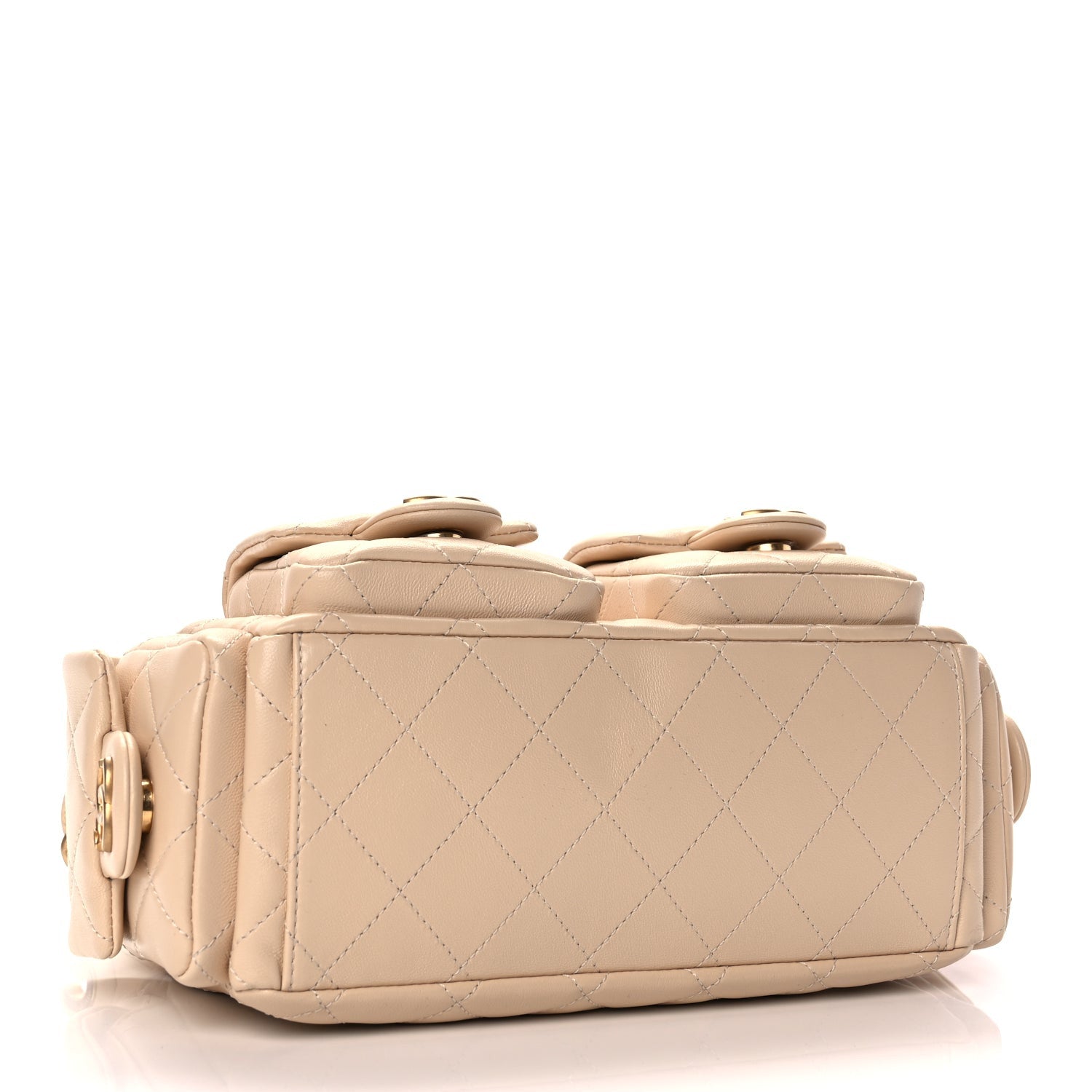 Chanel Shiny Lambskin Quilted Trendy Pockets Hobo Beige 3 of 10