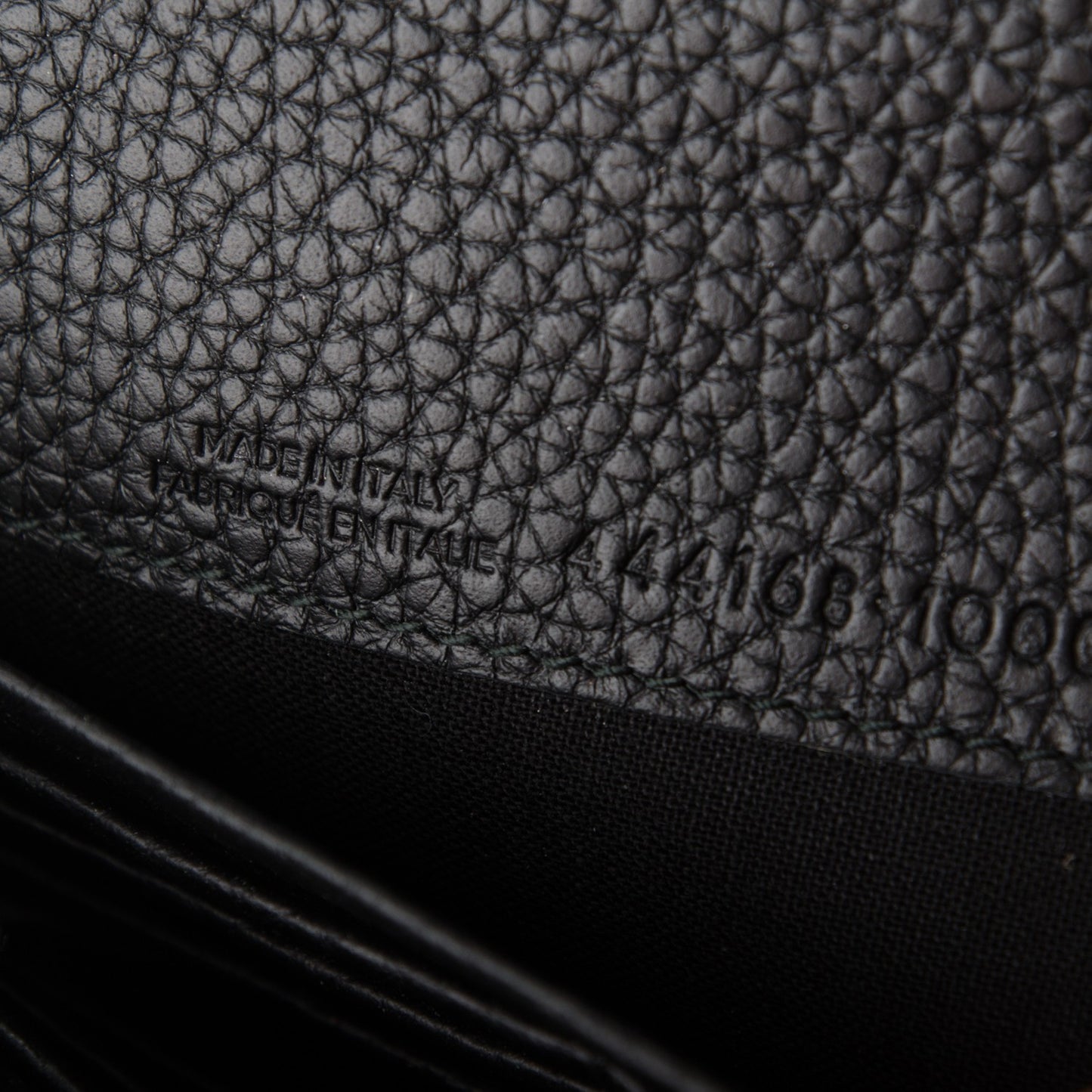 Grained Calfskin Classic Silver Hardware Wallet on Chain Black