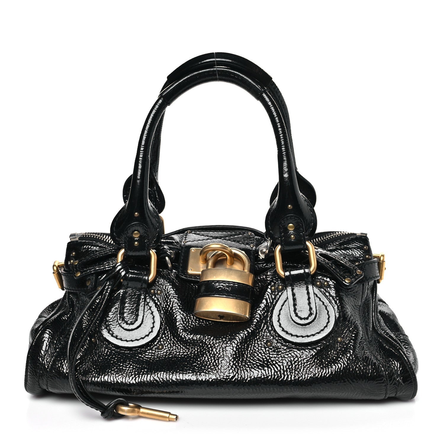 Chloe Crinkled Patent Medium Paddington Satchel Black 1 of 1