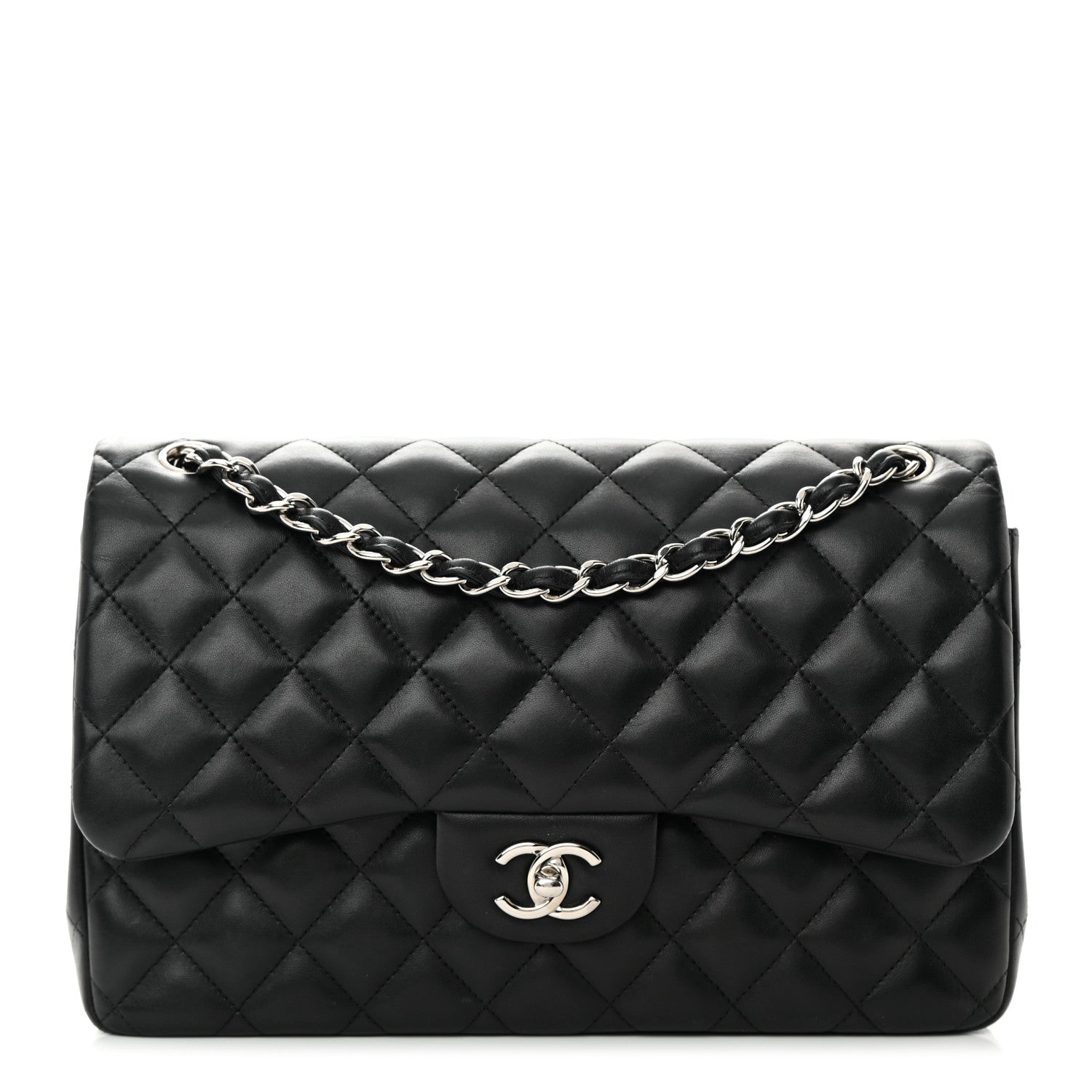 Chanel Lambskin Quilted Jumbo Double Flap Black 1 of 19