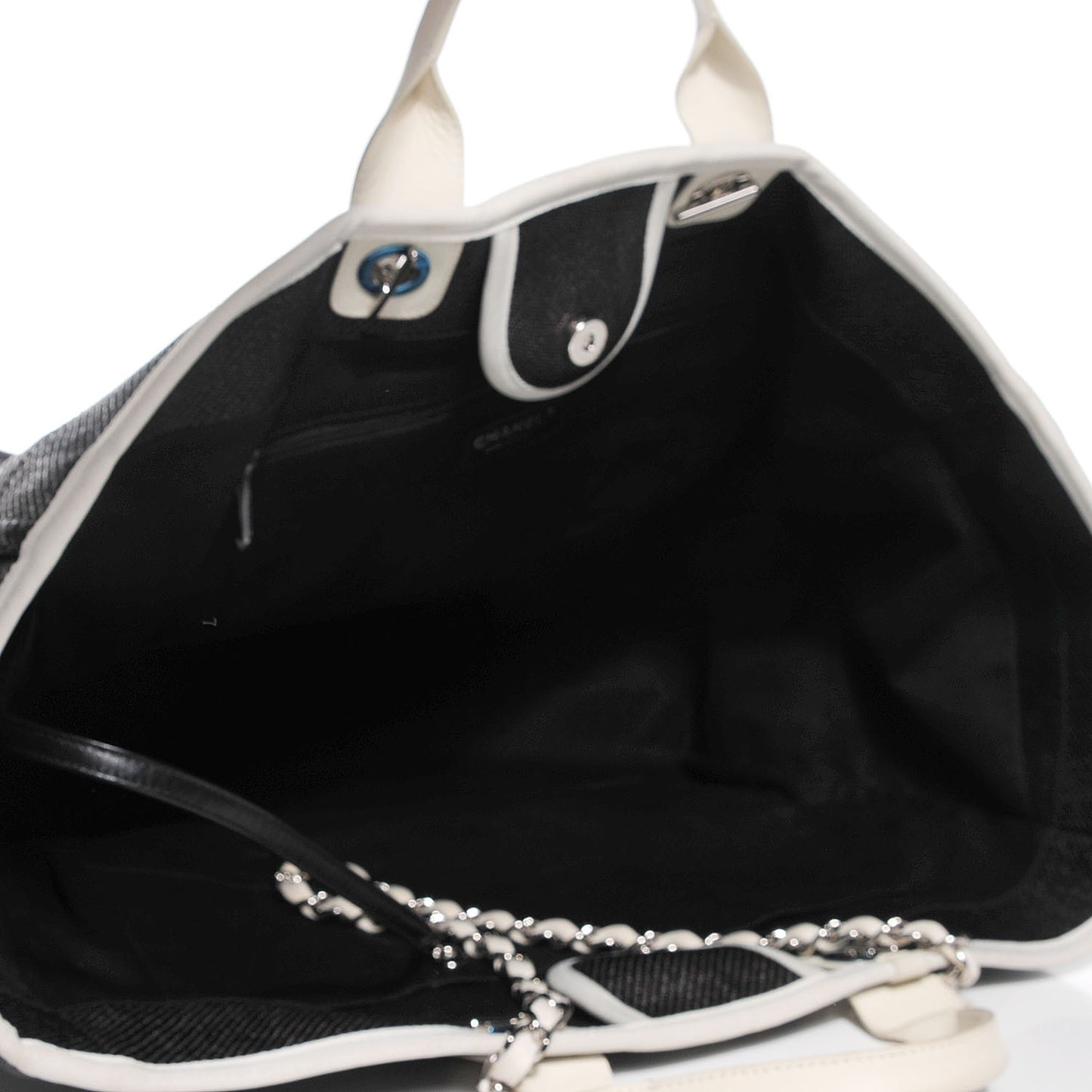 Canvas Large Deauville Tote Black White