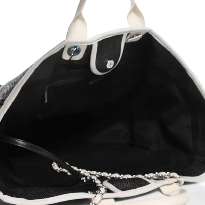 Chanel Canvas Large Deauville Tote Black White 5 of 7