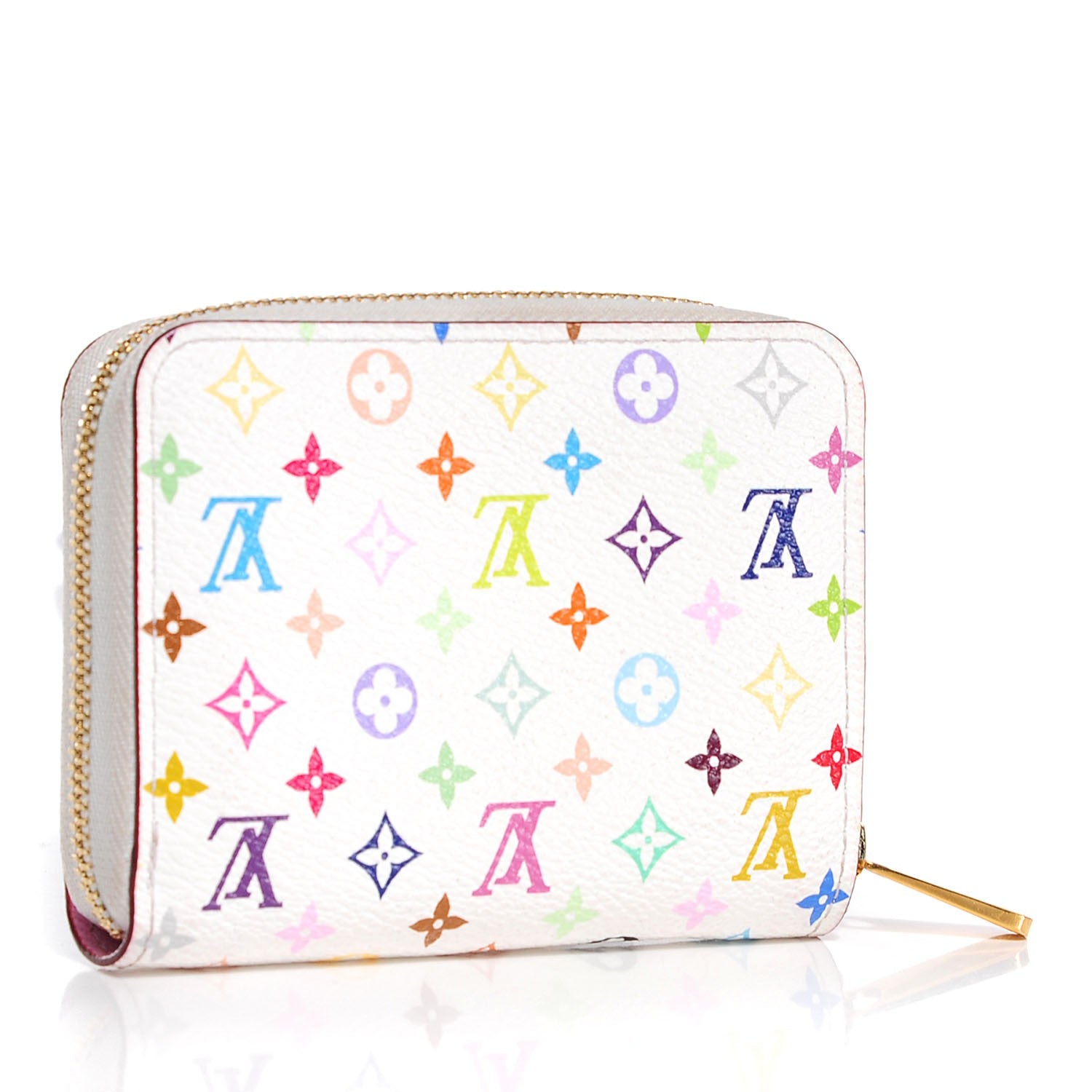 Louis Vuitton Monogram Multicolor Zippy Coin Purse Wallet White Litchi 3 of 8