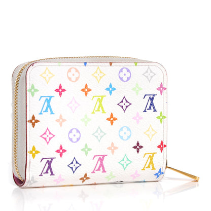 Louis Vuitton Monogram Multicolor Zippy Coin Purse Wallet White Litchi 3 of 8