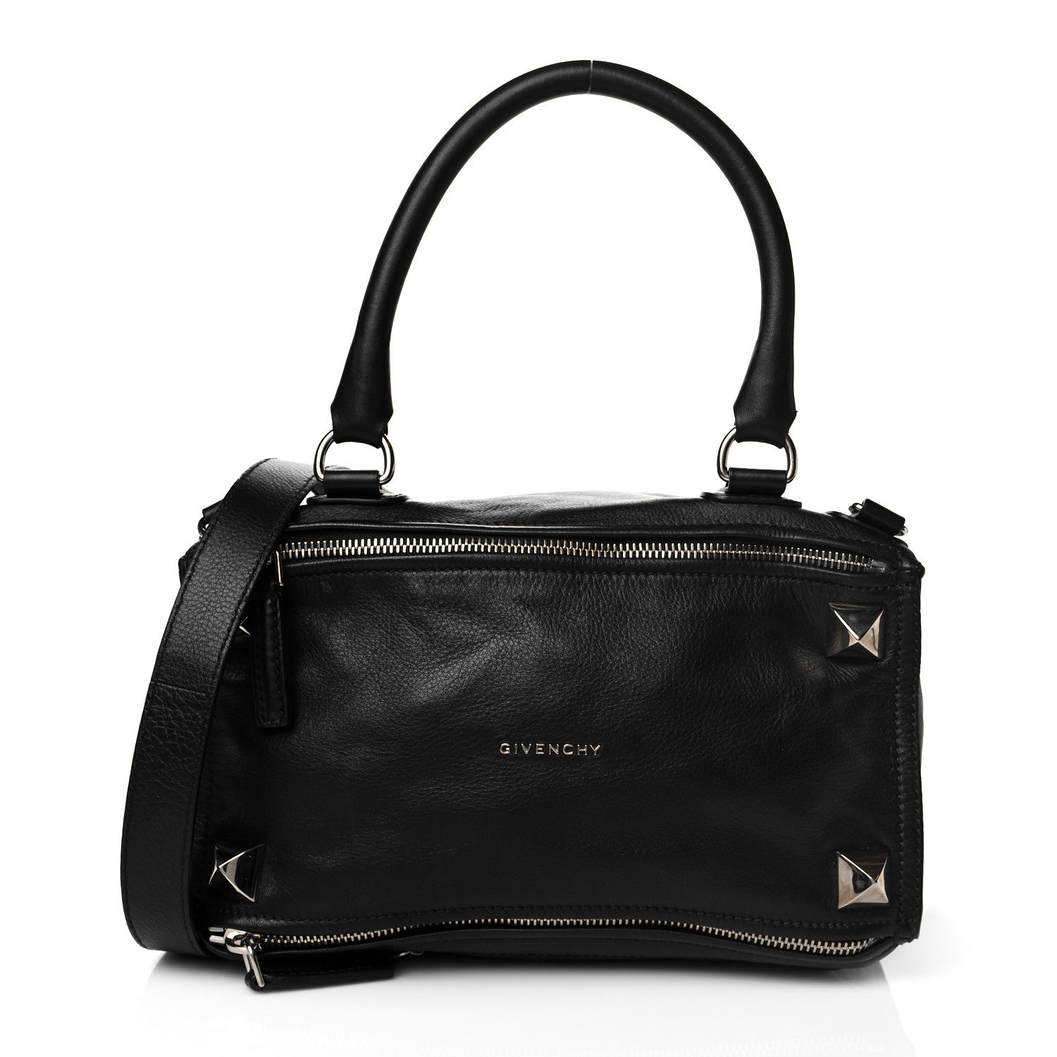 Givenchy Pebbled Calfskin Medium Pyramid Stud Pandora Black 1 of 10