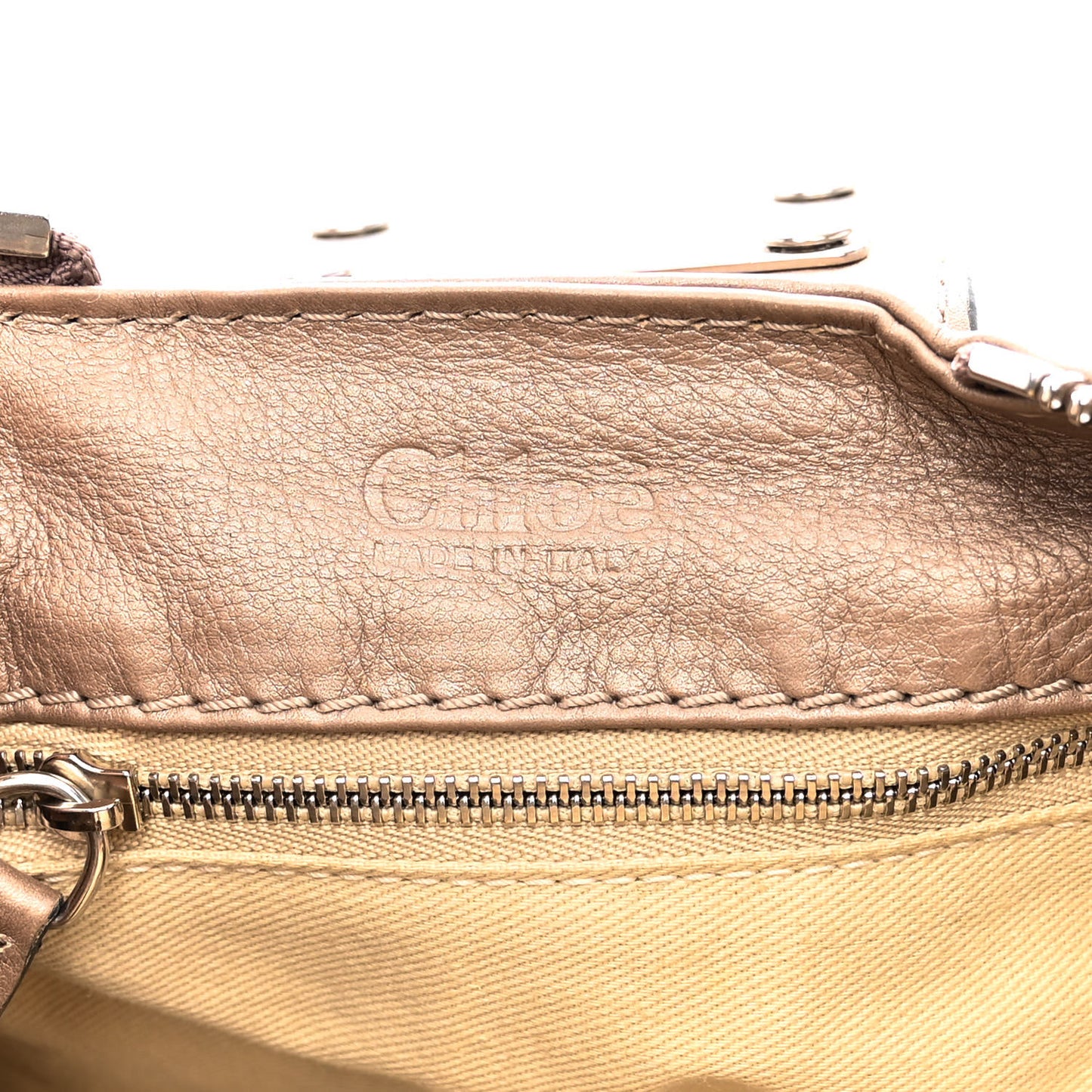 Metallic Calfskin Medium Paddington Satchel Argent