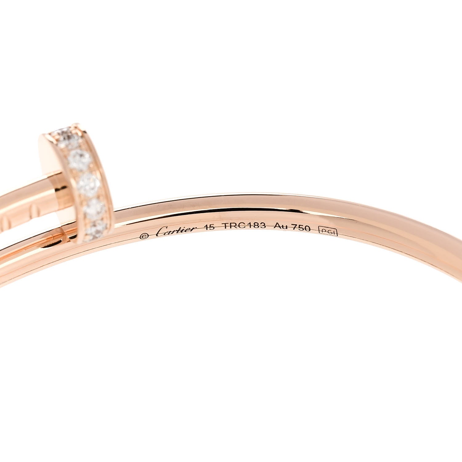 Cartier 18K Pink Gold Diamond Small Juste Un Clou Bracelet 15 3 of 4