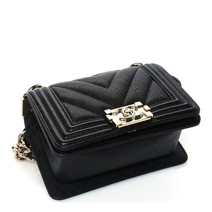 Chanel Caviar Chevron Quilted Mini Boy Flap Black 4 of 10