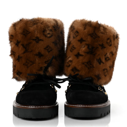 Louis Vuitton Calfskin Mink Fur LV Territory Ranger Combat Boots 40 Black 2 of 6