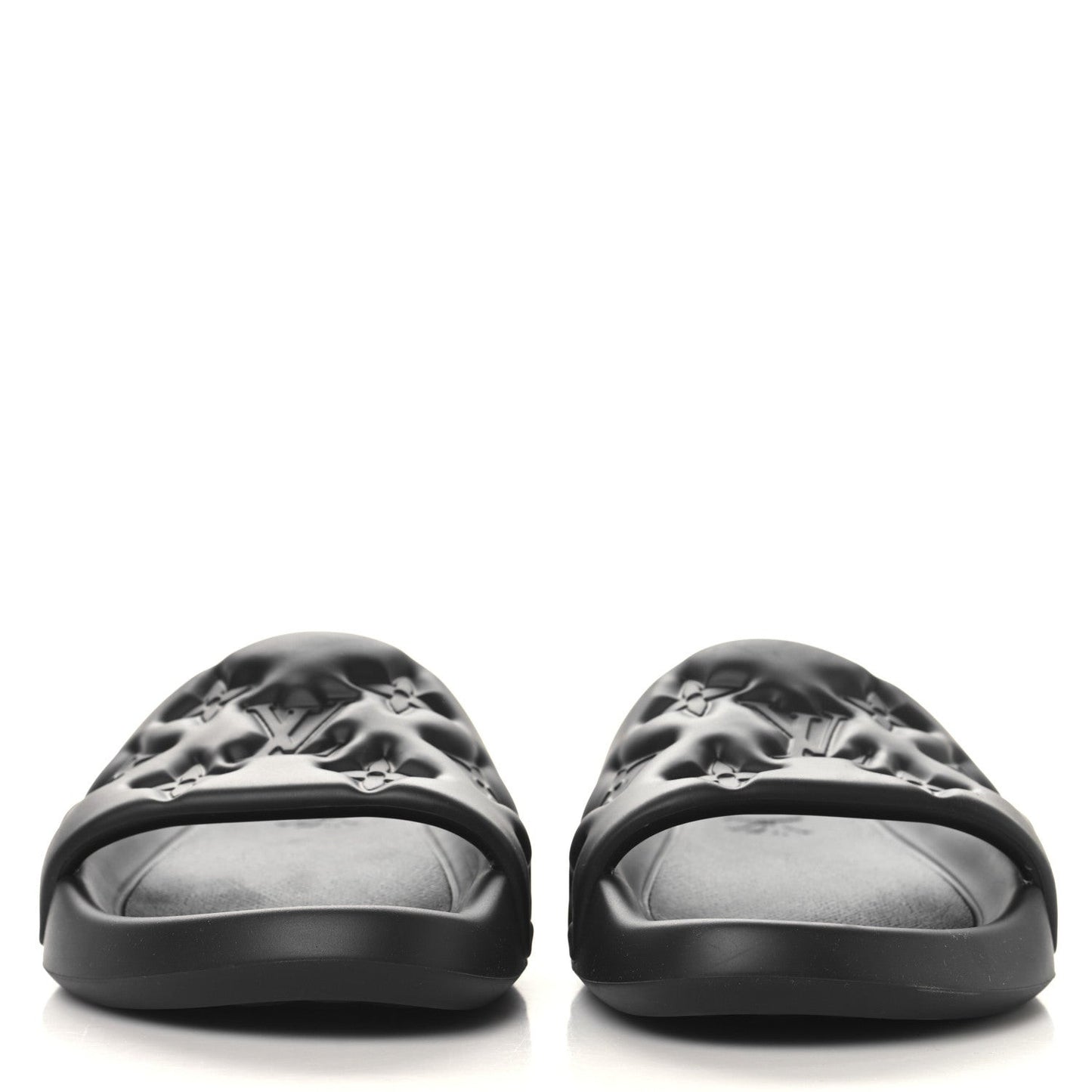 Rubber Embossed Monogram Mens Waterfront Mules Black