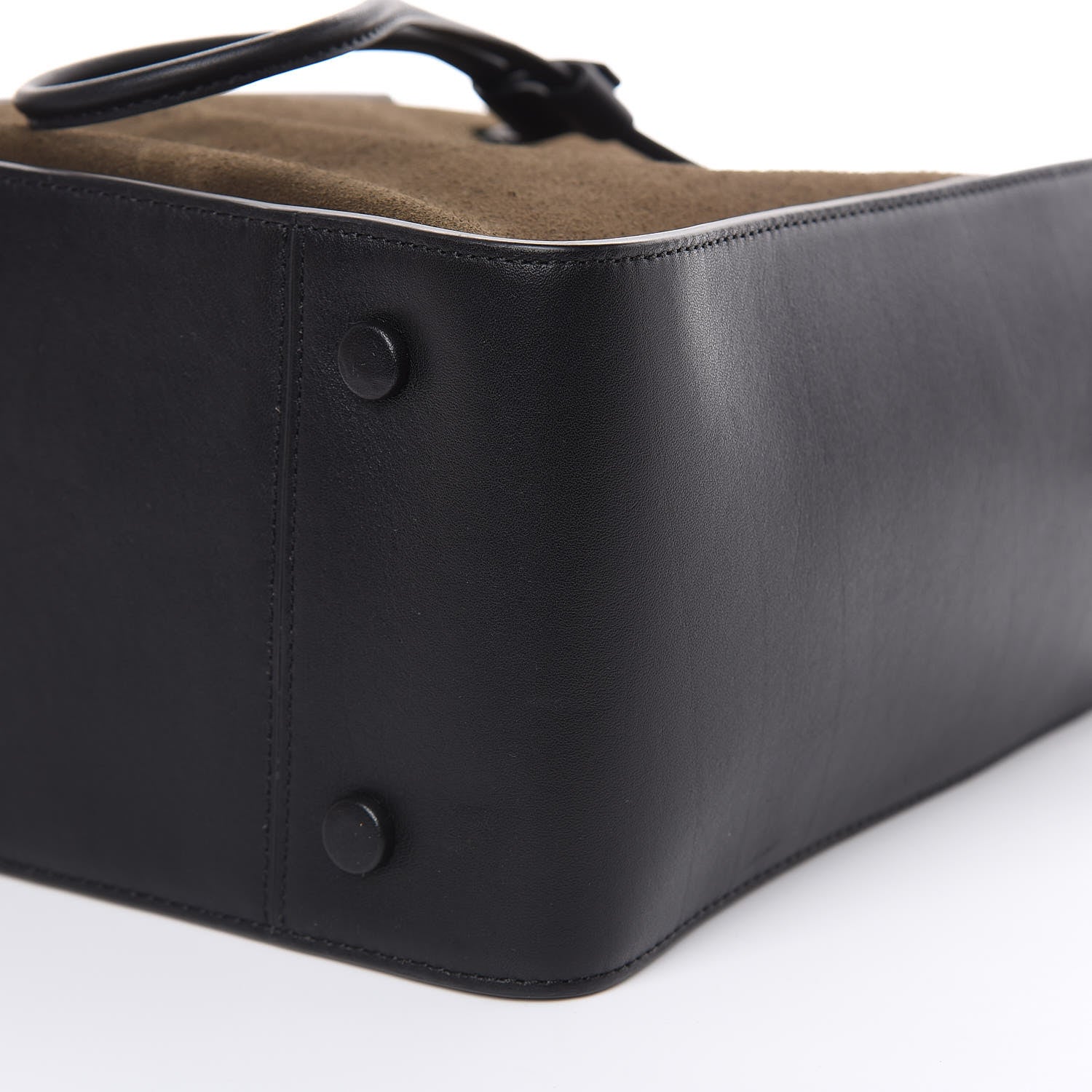 3.1 Phillip Lim 3.1 Smooth Calfskin Suede Bi-Color Small Soleil Bucket Drawstring Dark Moss Black 10 of 14