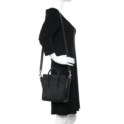 Celine Drummed Calfskin Nano Luggage Black 2 of 9