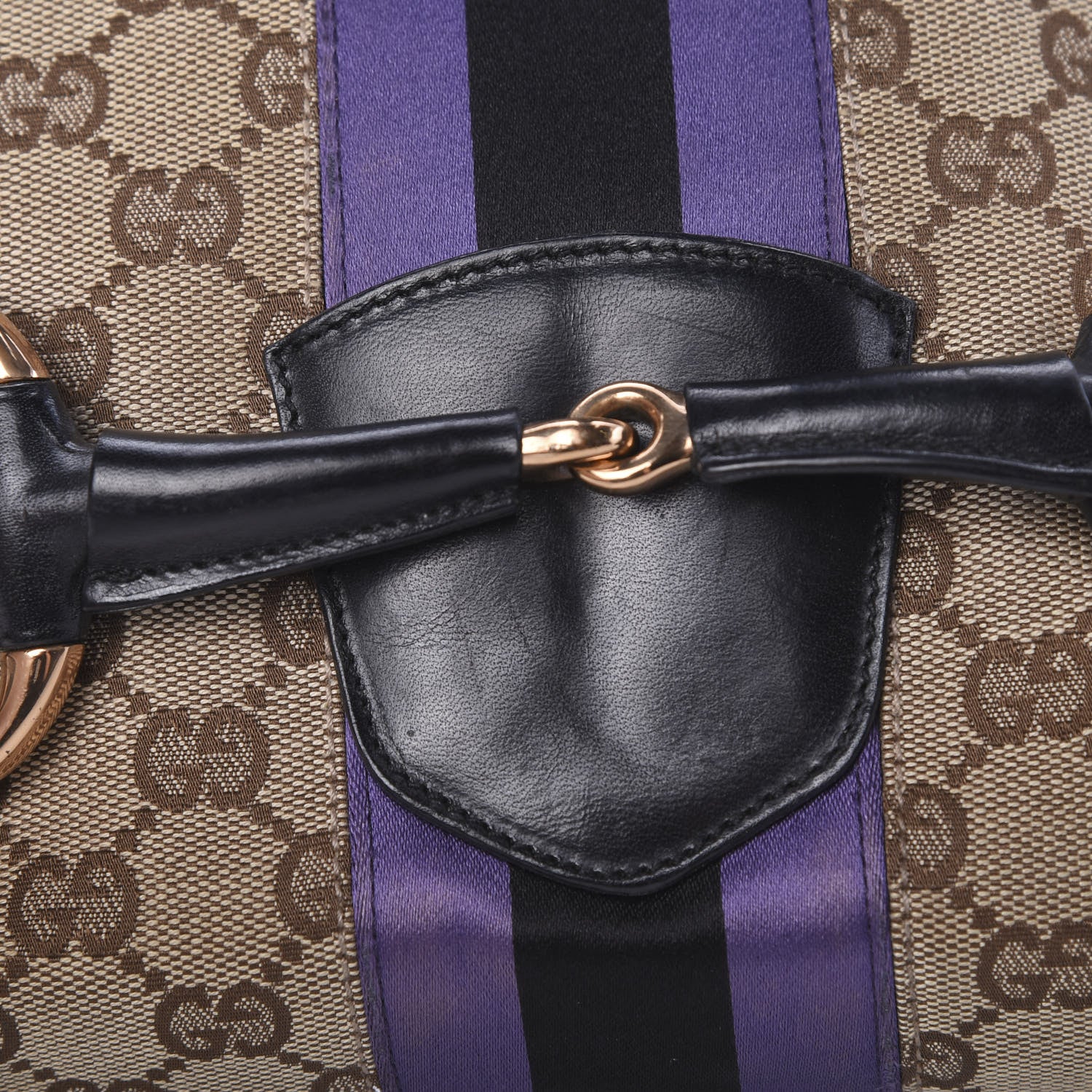 Gucci Monogram Horsebit Web Flap Bag Brown Purple 15 of 15