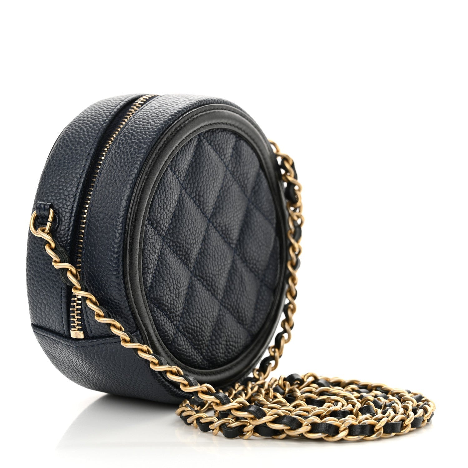 Chanel Caviar Quilted Round Filigree Crossbody Navy Black 3 of 7