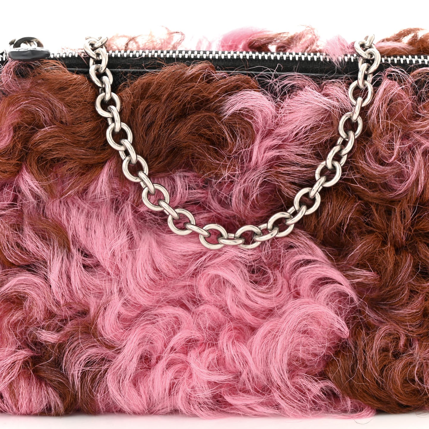 Montone Shearling Chain Bag Begonia Cammello