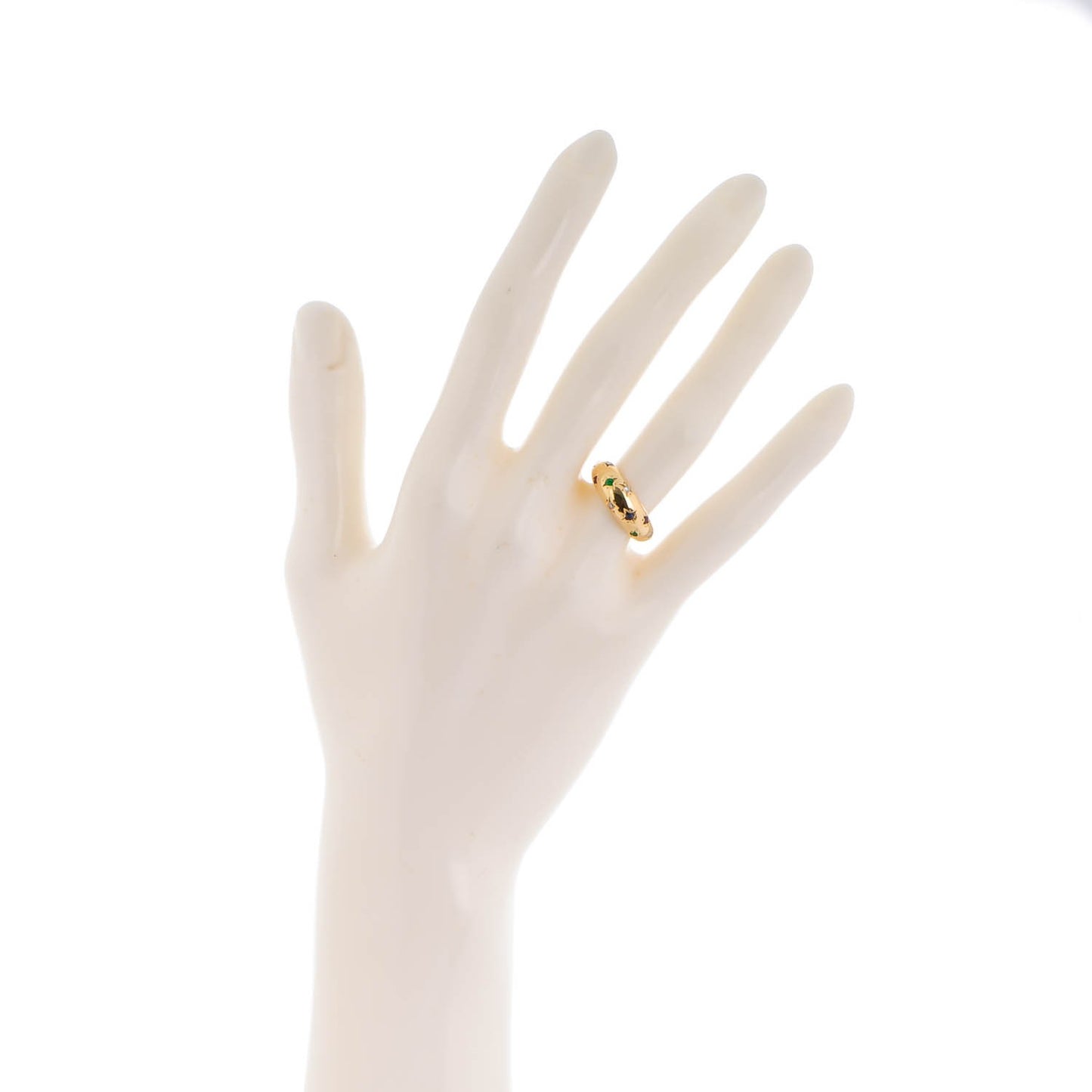 18K Yellow Gold Diamond Sapphire Emerald Ruby Dome Star Ring 48 4.5