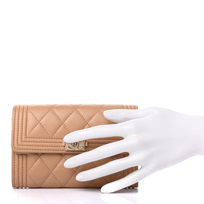 Chanel Lambskin Quilted Medium Boy Flap Wallet Beige 2 of 7