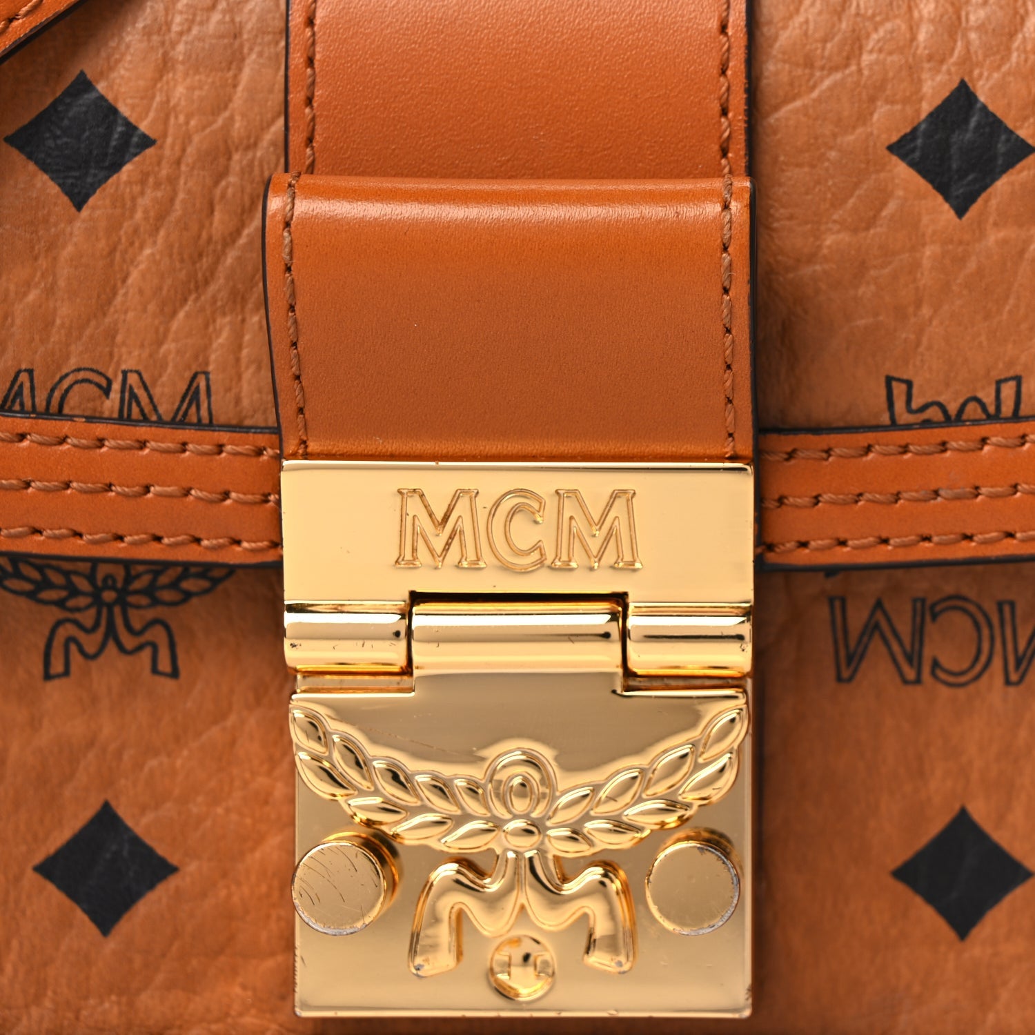 MCM Visetos Monogram Mini Tracy Crossbody Bag Cognac 6 of 8