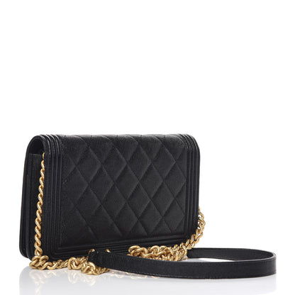 Chanel Caviar Quilted Boy Wallet On Chain WOC Black 3 of 12
