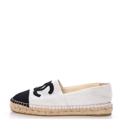 Chanel Terry Cloth CC Espadrilles 38 Silver Black 1 of 12
