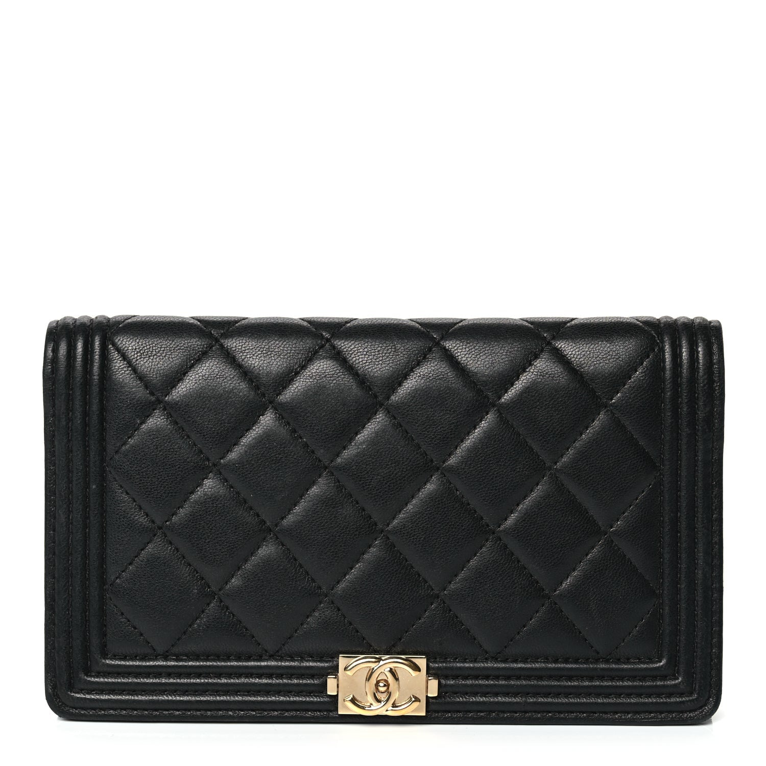 Chanel Lambskin Quilted Boy Yen Wallet Black 1 of 10