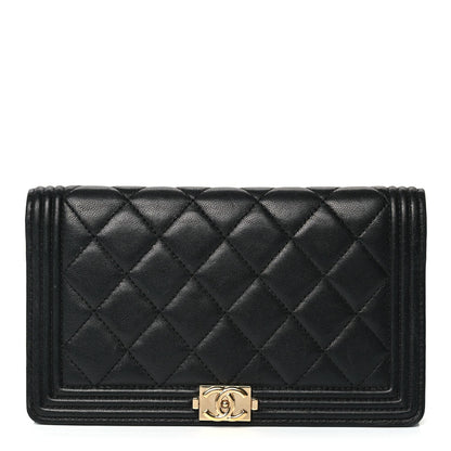 Chanel Lambskin Quilted Boy Yen Wallet Black 1 of 10