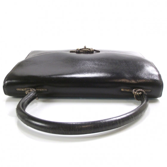 Box Leather Sac Cordeliere Shoulder Bag Black