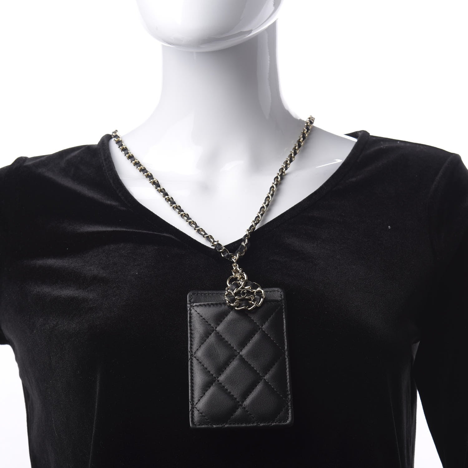 Chanel Lambskin Quilted Card Holder On Chain Black 3 of 7