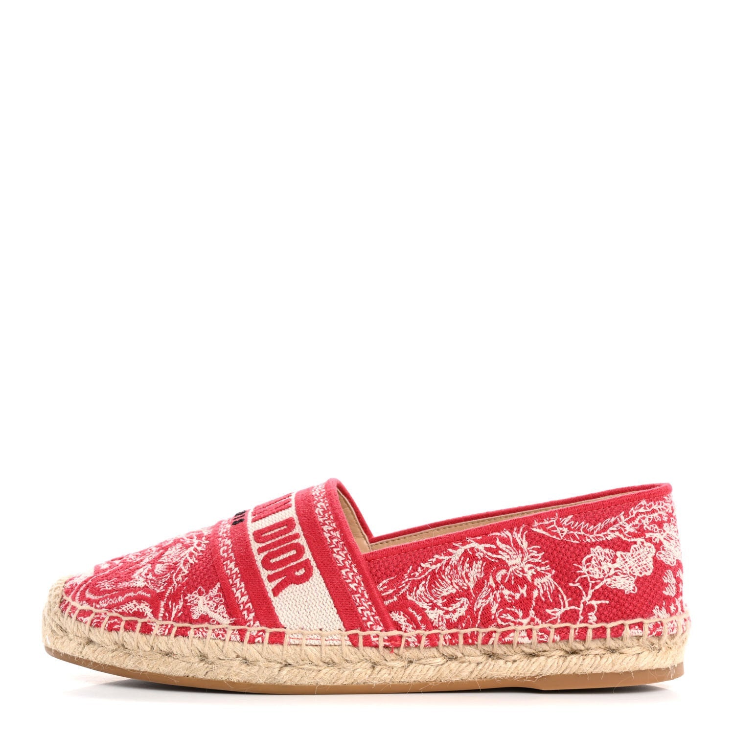 Christian Dior Embroidered Toile De Jouy Granville Espadrille 38.5 Raspberry 1 of 7