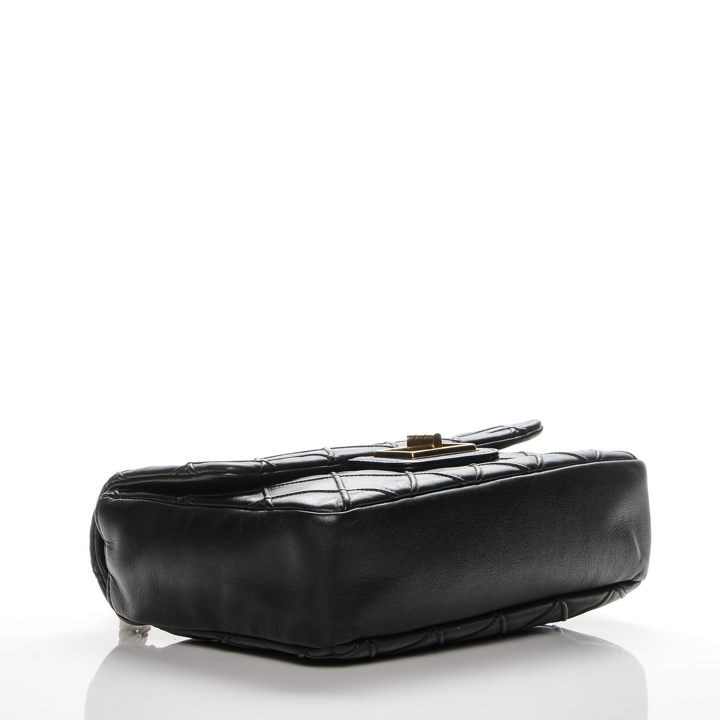 Calfskin Diamond Debossed Medium Cosmos Flap Black