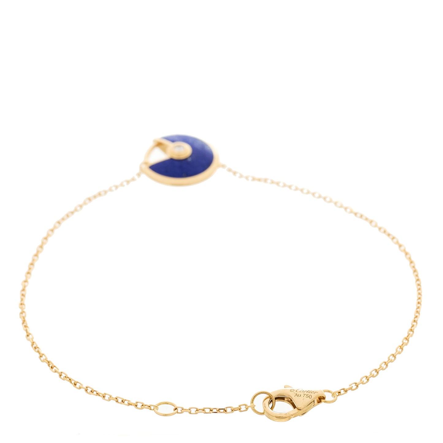 18K Yellow Gold Diamond Lapis Lazuli Amulette de Cartier Bracelet